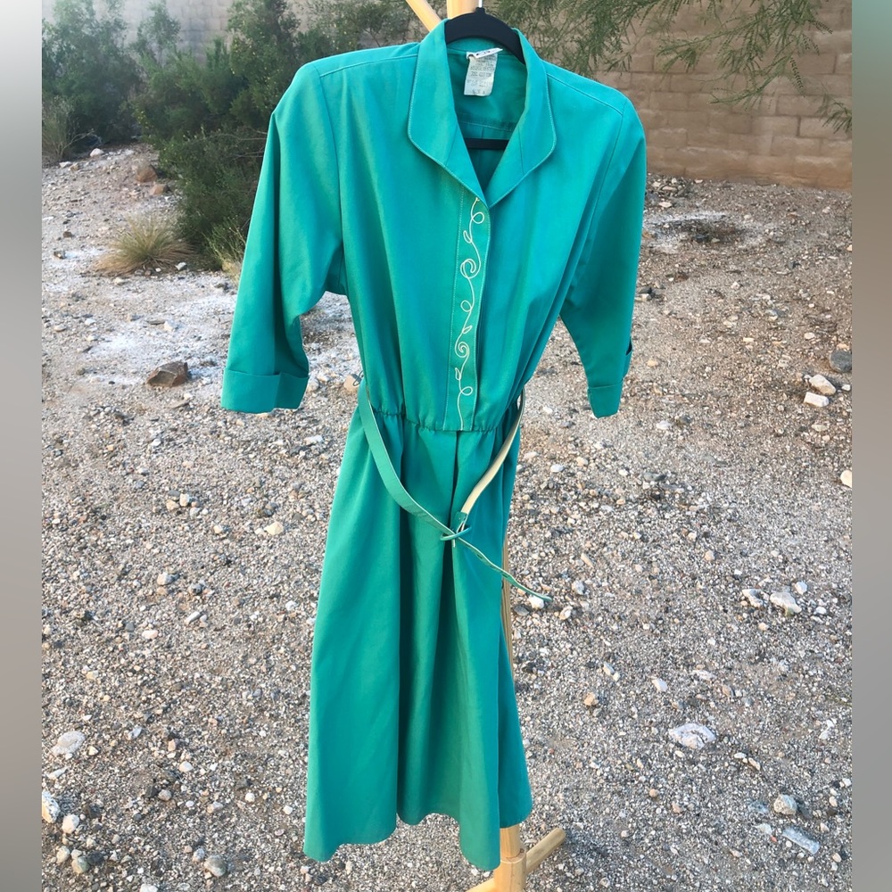 Vintage rockabilly western country belted dress - Picture 4 of 8